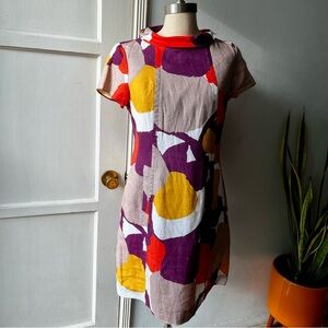 Boden• Audrey Linen Retro Print Sheath Dress•Sz 8